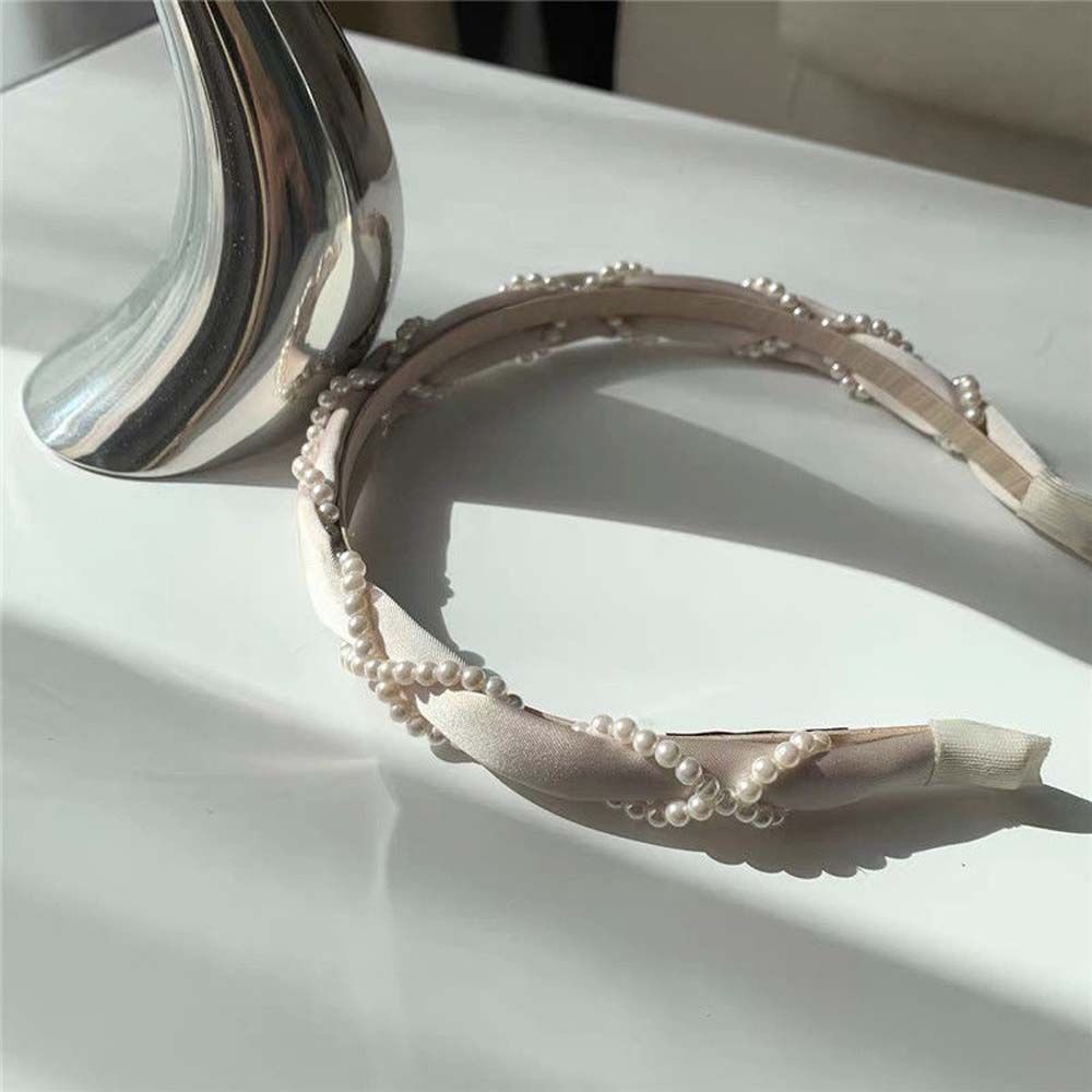 Cài tóc vải đính ngọc trai phong cách Hàn Quốc cổ điển cho nữ