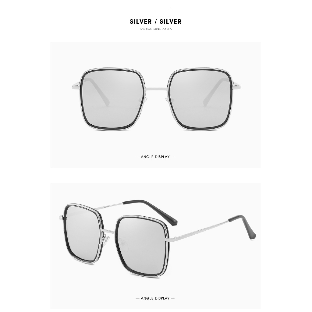 Kính mát thời trang mới khung lớn kim loại dành cho nam nữ