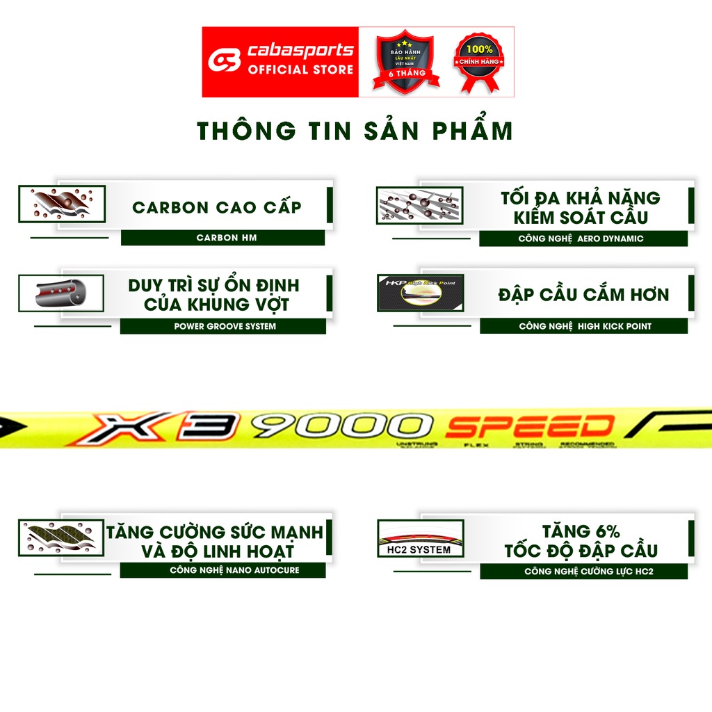 Vợt cầu lông ProKennex X3 9000 Speed chính hãng thể thao cao cấp công thủ toàn diện Bảo hành 9 tháng