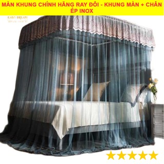 Màn khung cao cấp không khoan tường kéo rèm 2 bên khung inox chất vải tuyn mắt nhỏ hot khung đẹp , chống muỗi , decor