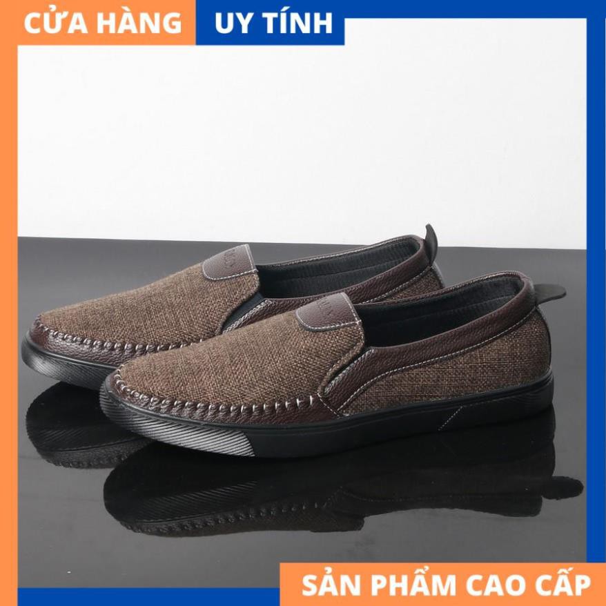 Giày lười vải nam thân nâu đế đen VP214 GấuNâu [HÀNG CAO CẤP] | WebRaoVat - webraovat.net.vn