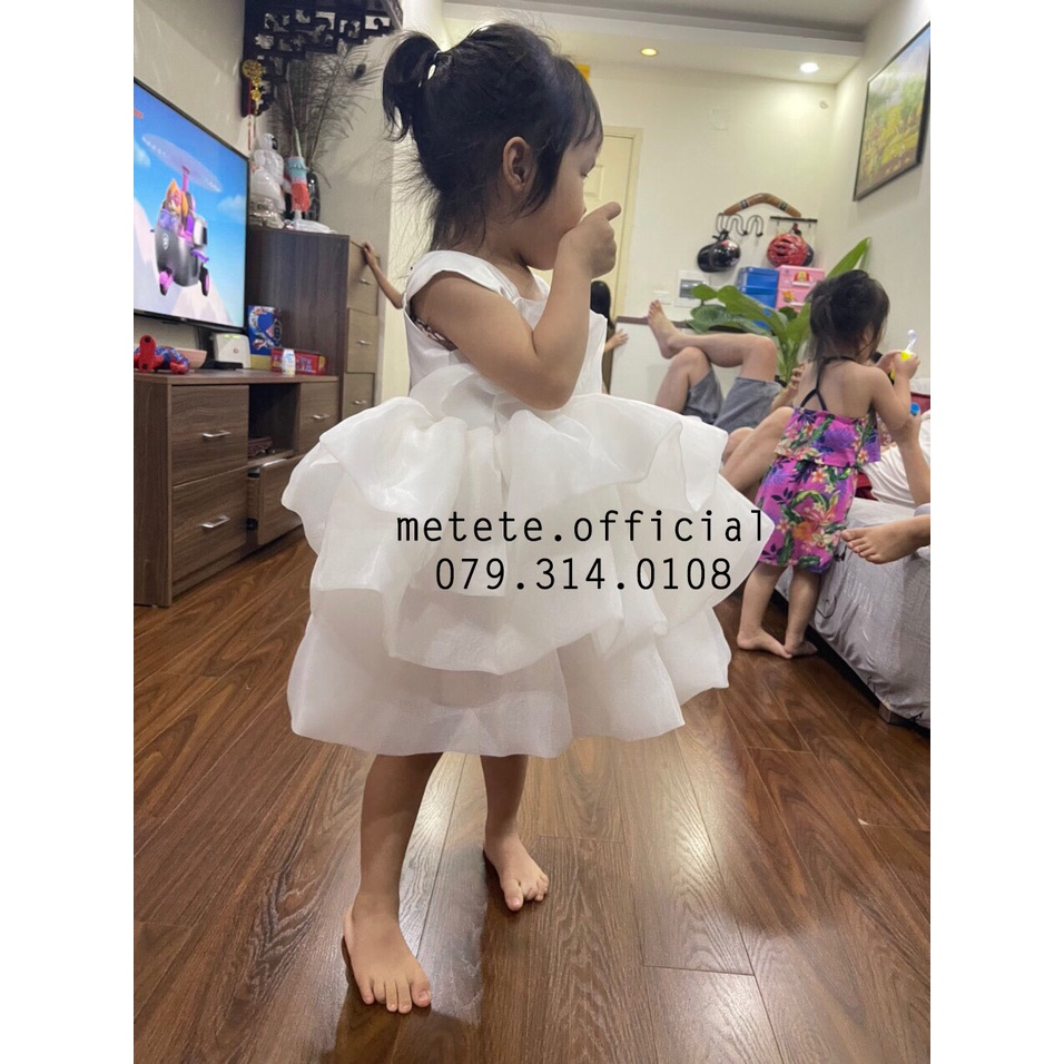 Váy đầm công chúa thiết kế cho bé gái xếp tầng hoa hồng Rose siêu bồng bềnh - Mẹ Tê Tê