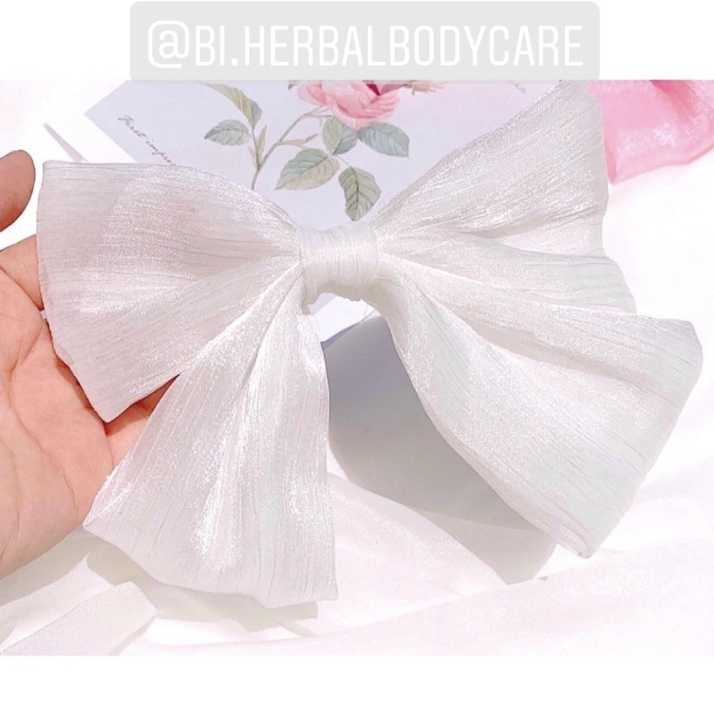[Hàng thiết kế] Kẹp tóc nơ bản to vải tơ óng ánh lấp lánh Hàn quốc xinh xắn