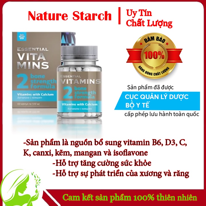 Viên uống bổ sung canxi Essential Minerals Calcium - Siberian Wellness - 60 viên