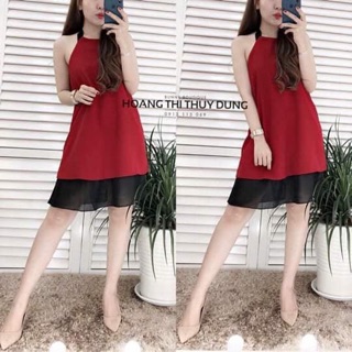 váy yếm lụa chân ren