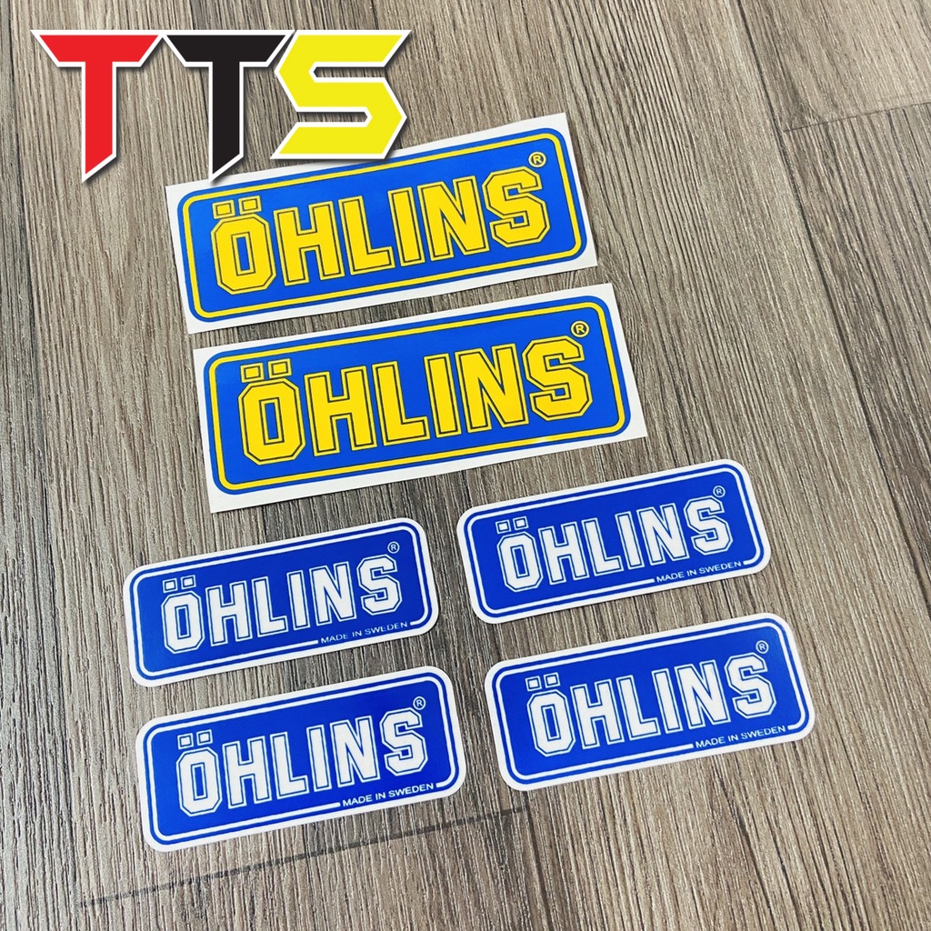 ( Kéo lụa ) Tem phuộc ohlins, tem dán bình dầu ohlins in kéo lụa  9/10 với tem zin