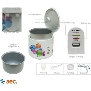 Nồi cơm điện nắp gài Sharp KS-18TJV