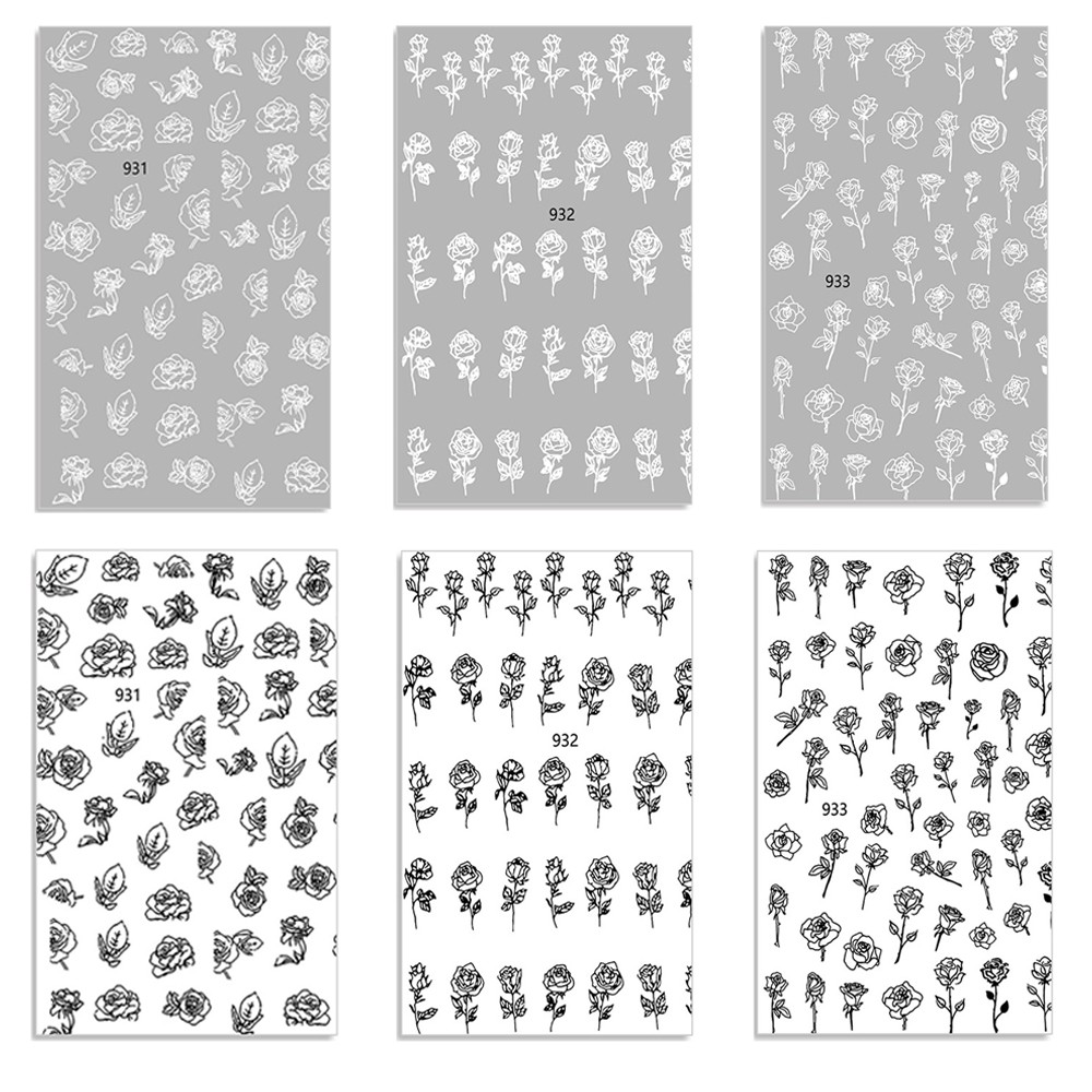 [Hàng mới về] 1/6 Miếng Dán Trang Trí Móng Tay Hình Hoa Hồng 3D
