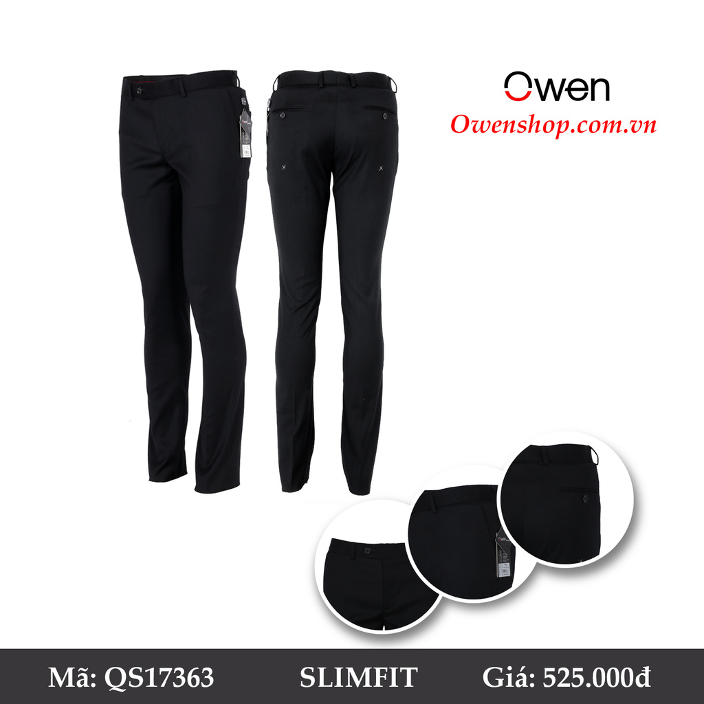 Quần Tây Nam Owen QS17363 Quần Âu Nam Màu Đen Trơn Kiểu Dáng Slim Fit