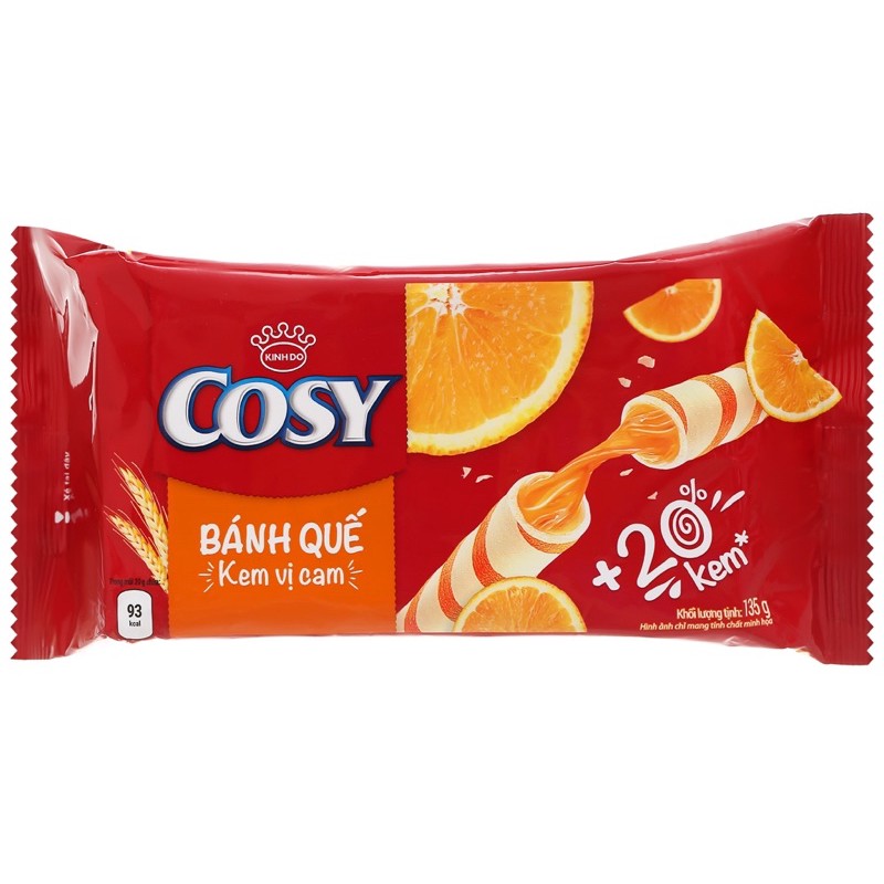 BÁNH QUẾ COSY 135G VỊ DÂU/ CAM/ LÁ DỨA/ SOCOLA