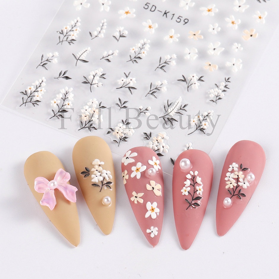 Nhãn Dán Trang Trí Móng Tay Dập Nổi Họa Tiết Hoa Cúc 5D CH5D-K158