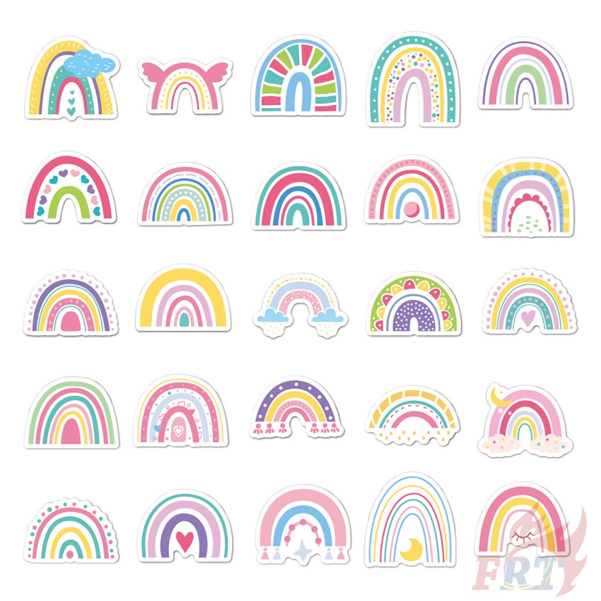 ❉ Hình Dán Mini Cầu Vồng ❉ Bộ 50 Miếng Dán Chống Thấm Nước Thời Trang