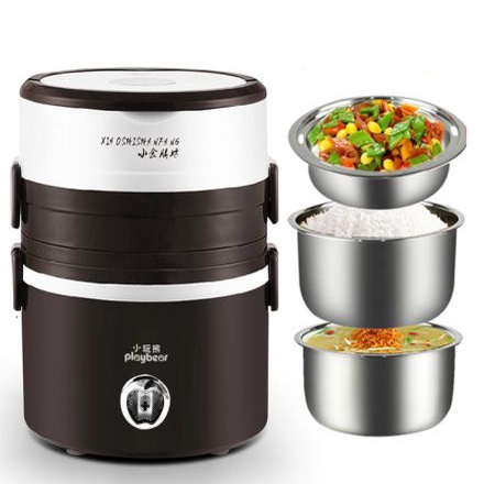 HỘP CƠM HÂM NÓNG 3 TẦNG Di Động Tiện Lợi, Dễ Sử Dụng