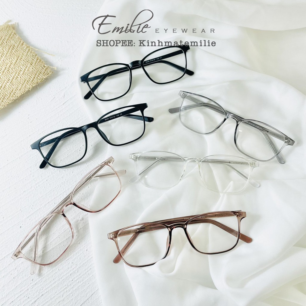 Gọng kính vuông nhựa dẻo nam nữ size nhỏ Emilie eyewear phụ kiện thời trang 8245