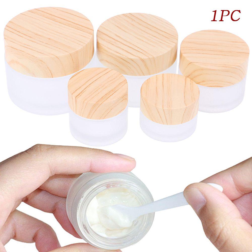 Hũ Thủy Tinh Mờ Có Nắp Họa Tiết Vân Gỗ Đựng Mỹ Phẩm Chăm Sóc Da Mắt