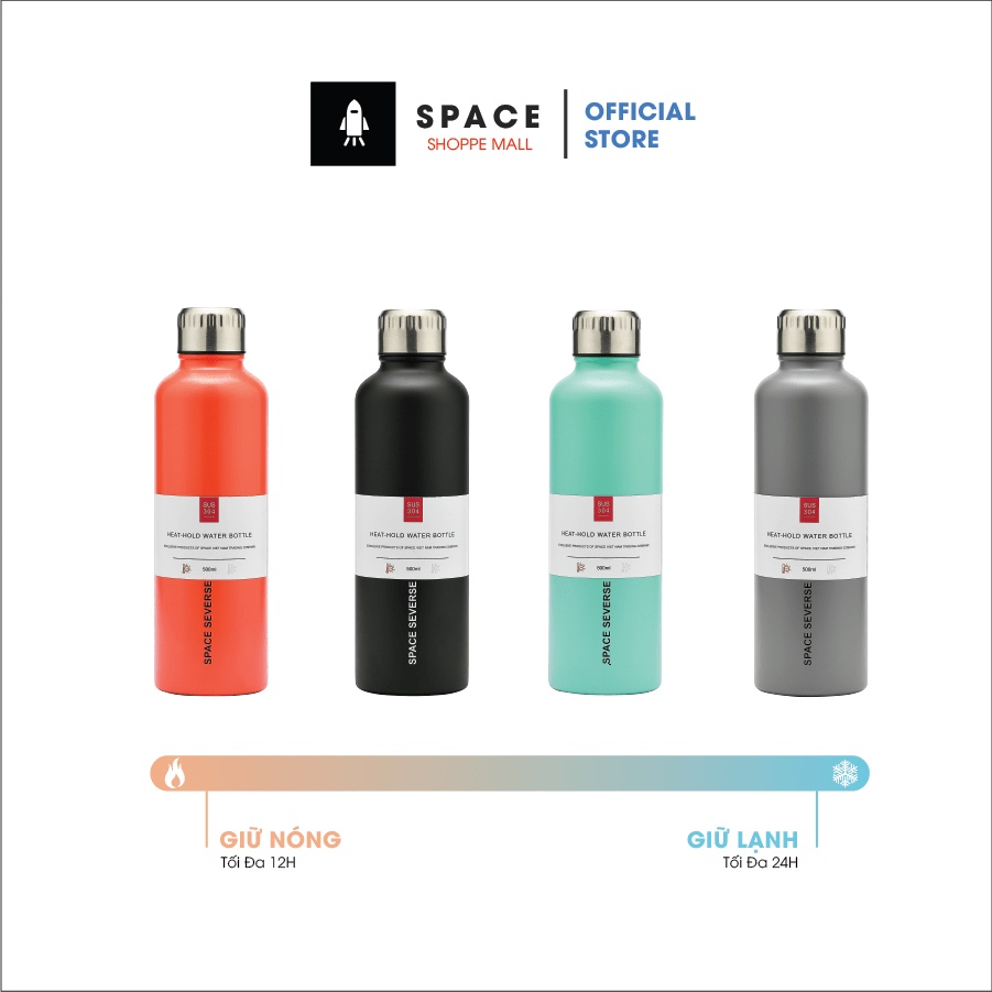 Bình Giữ Nhiệt Space KL6    Hàng Chính Hãng, Dung Tích 500ml, Giữ Nhiệt 15 - 20h, Inox 304, Chống Tràn, Bảo Hành 6 Tháng