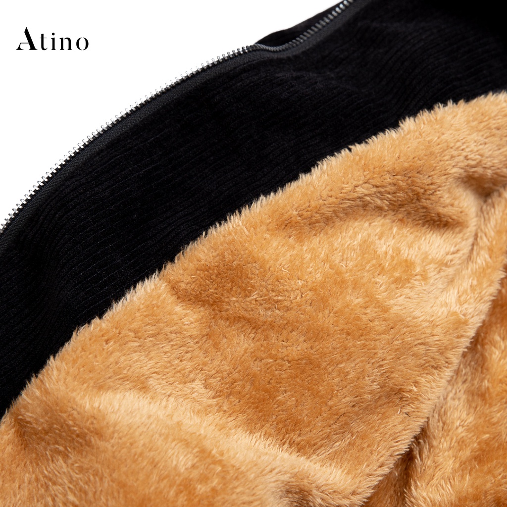 Áo Khoác Bomber Nam BONUT ATINO Vải Nhung Tăm Lót Lông Cừu Cao Cấp Ấm Áp Form Regular AD0302
