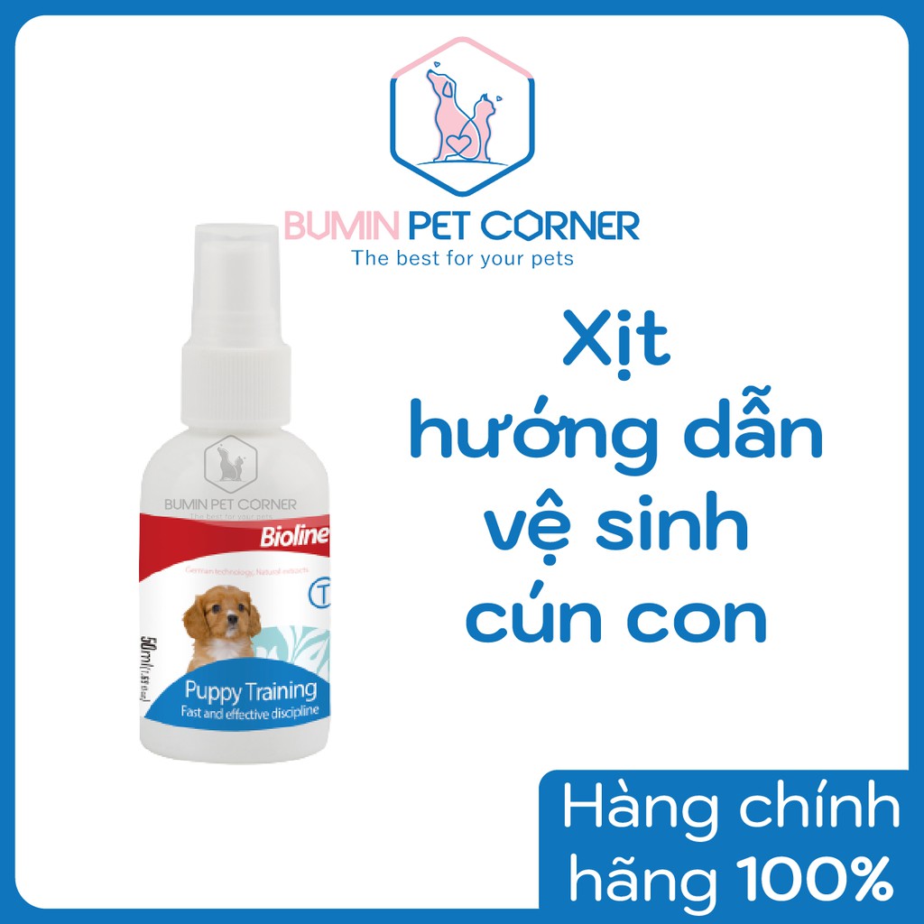 Xịt hướng dẫn chó con đi vệ sinh đúng chỗ Bioline Puppy Trainning chai 50ml