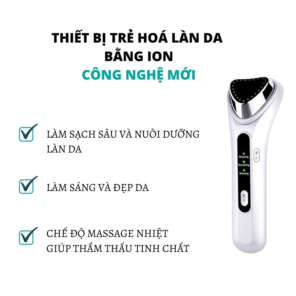 Máy đẩy tinh chất maxta mặt HC Hexal điện di ion cao cấp, massage - làm sạch sâu - dưỡng da - nâng cơ trẻ hóa làn da