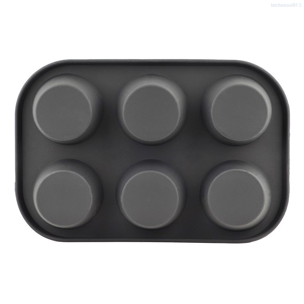 Khuôn Làm Bánh Muffin 6 Ngăn Bằng Thép Carbon Màu Đen Chống Dính Tiện Dụng Cho Nhà Bếptool01