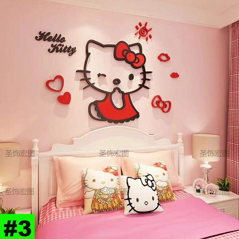 Giấy Dán Tường 3D Hình Hello Kitty