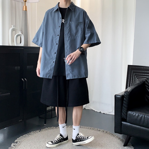 Áo Sơ Mi Nam Ngắn Tay Dáng Rộng áo sơ mi unisex Phong Cách Hàn Quốc áo sơ mi nữ Trẻ Trung sơ mi nữ form rộng thời trang áo sơ mi lụa nam