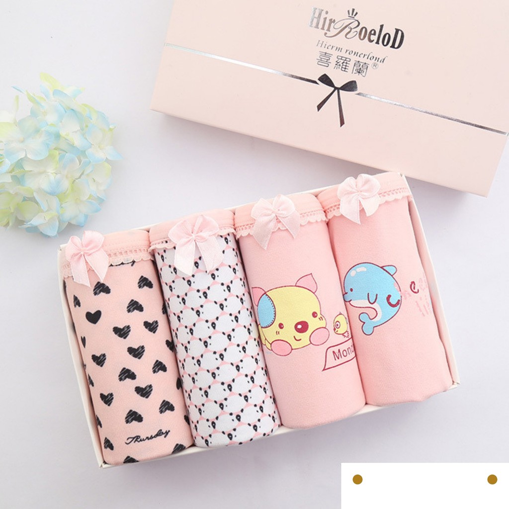 Set 4 quần lót nữ cao cấp cotton siêu dễ thương cho mẹ và bé 2021