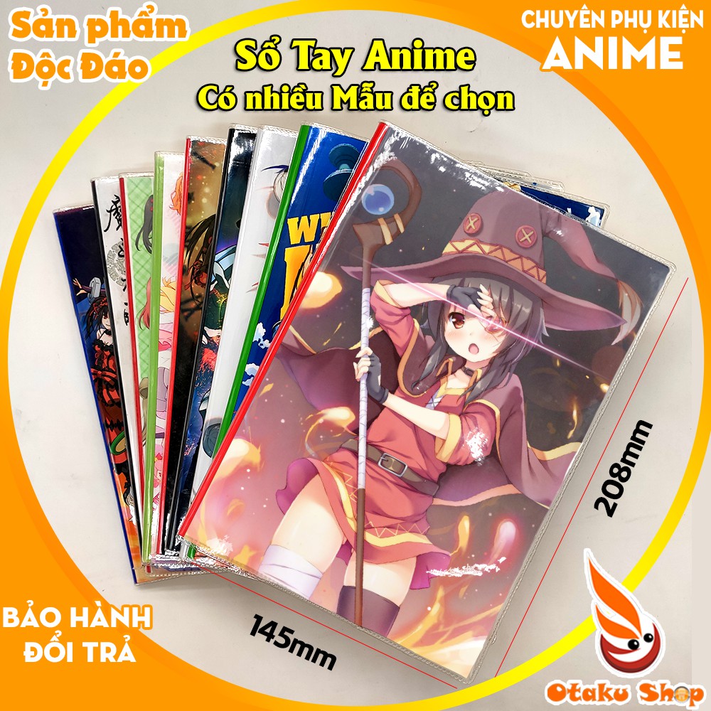 Sổ tay Anime Konosuba khổ A5 bìa in hình hoạt hình xinh xắn giấy dày có kẻ sọc 120 trang chuyên dành cho Otaku