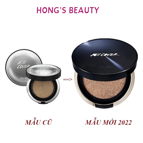 (MẪU MỚI) Phấn nước Clio Kill Cover Founwear Cushion All New SPF 50+ (15gx2 lõi) Lâu trôi, mịn da - HONGS BEAUTY