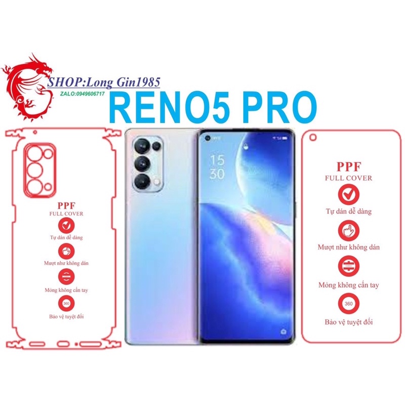 Oppo Reno 5 pro miếng dán trong Ppf mặt sau và mặt trước chống va đập chống trầy xước