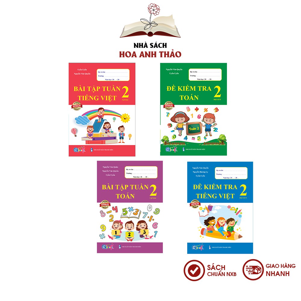 Sách - Bài tập tuần và đề kiểm tra Toán và Tiếng Việt lớp 2 học kỳ 2 Bộ 4 quyển | BigBuy360 - bigbuy360.vn