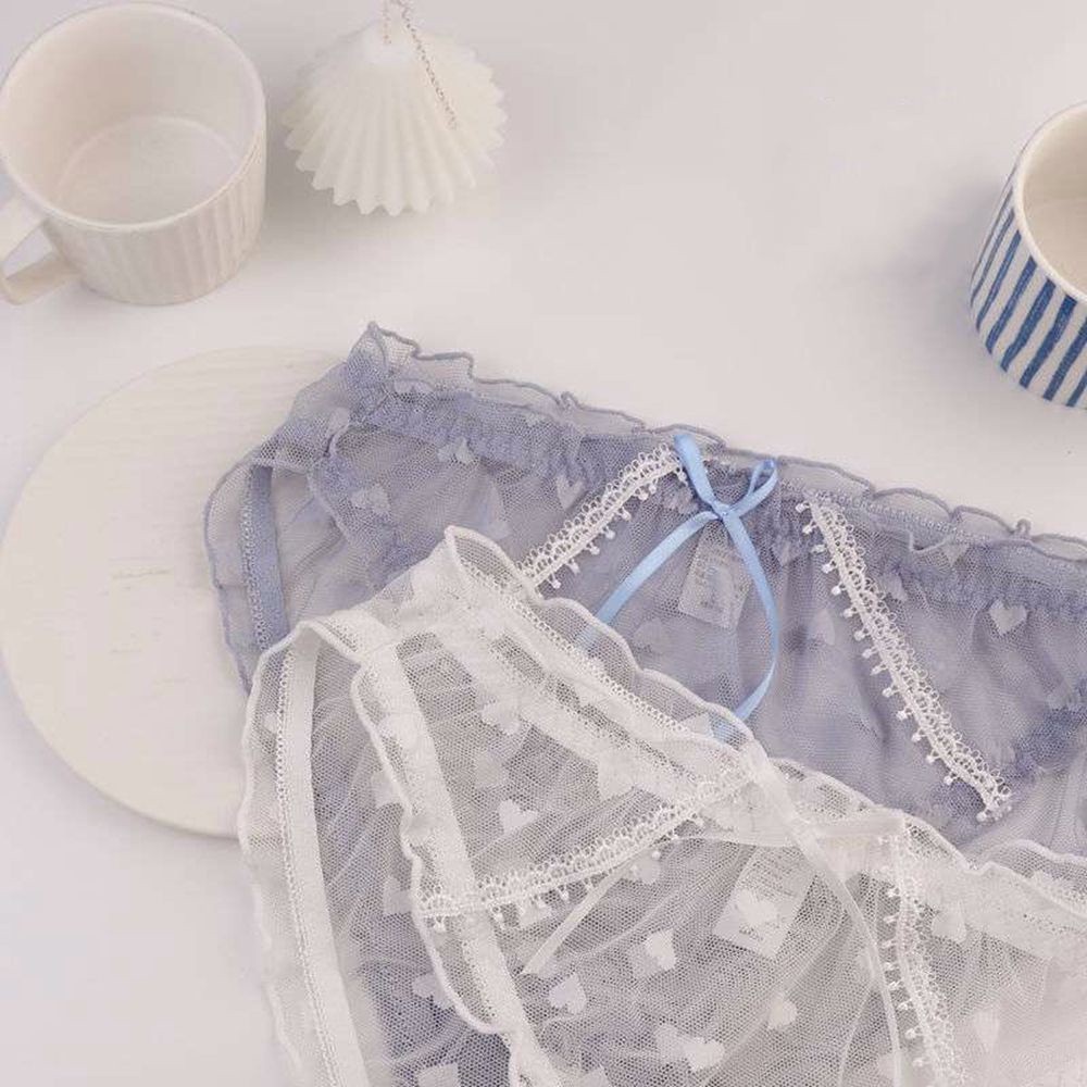 Quần Lót Phối Ren Họa Tiết Chấm Bi Thoáng Khí Thời Trang Hàn Quốc Cho Nữ