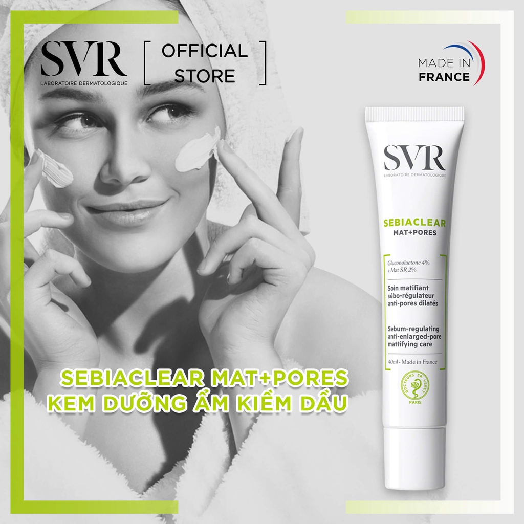 Kem Dưỡng Giúp Giảm Mụn Kiềm Dầu Cho Da SVR Sebiaclear Mat+Pores 40ml