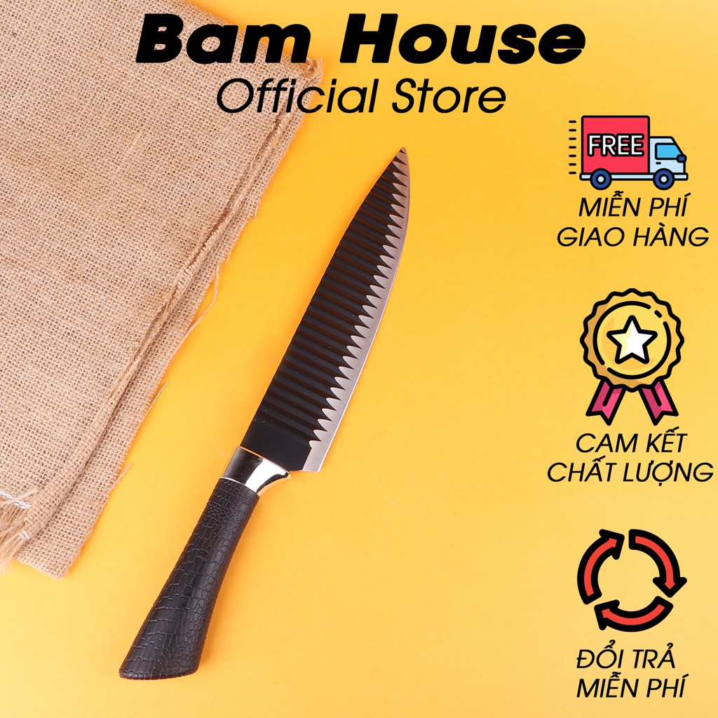 Dao bếp Nhật Bản Bam House loại 1 lưỡi thép siêu bén và cán cao su cao cấp mũi nhọn DGSN02 – Gia dụng bếp