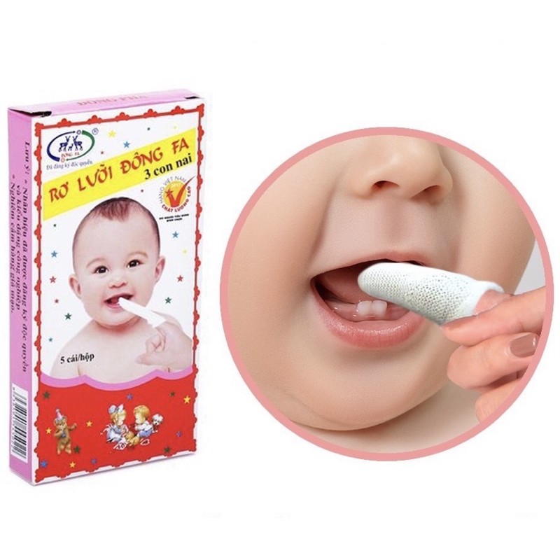 Rơ lưỡi Đông Pha ba con nai an toàn cho bé- Gạc rơ lưỡi vệ sinh miệng cho bé( gói 50 cái)