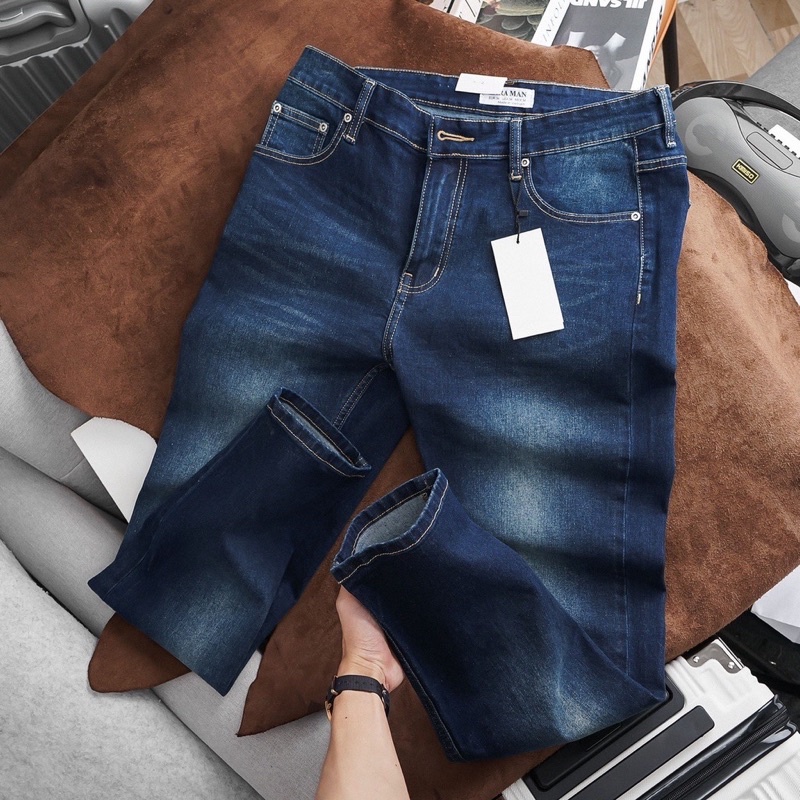 Quần Jean Nam VNXK xanh nhạt dáng ôm (Form Slimfit,chất vải co dãn,ống quần 15-18cm)