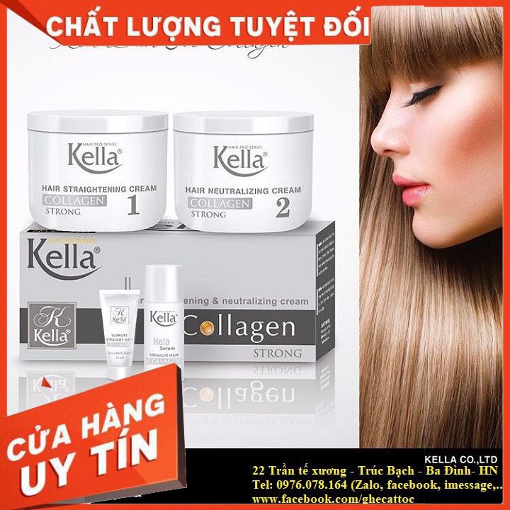 KEM DUỖI TÓC COLLAGEN KELLA STRONG-500ml *2 hộp xám( duỗi tóc thẳng tự nhiên ,mềm mượt ,giữ độ ẩm tóc khỏe hàng công ty)