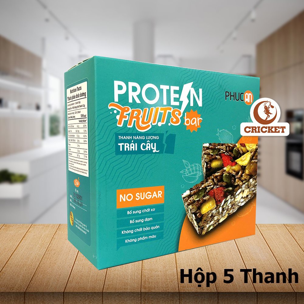 Thanh Năng Lượng Protein Gạo lứt &amp; Trái Cây Phúc An - Hộp 5 Thanh (5 Thanh x 22g) thơm ngon bổ dưỡng hỗ trợ giảm cân