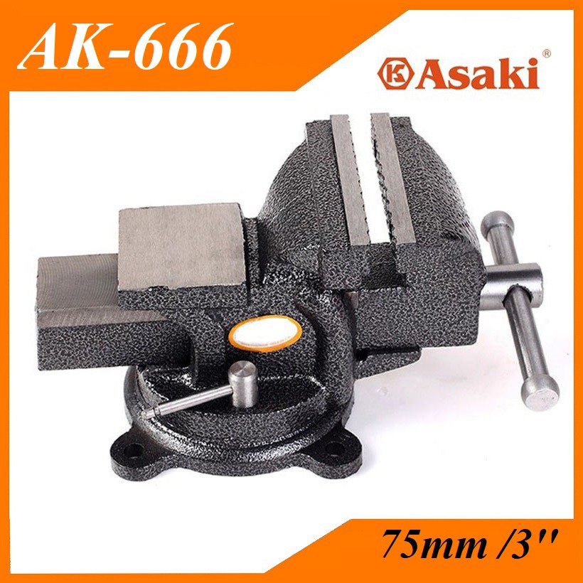 Ê tô kẹp bàn nguội xoay 360 độ Asaki AK-666 độ mở 75mm