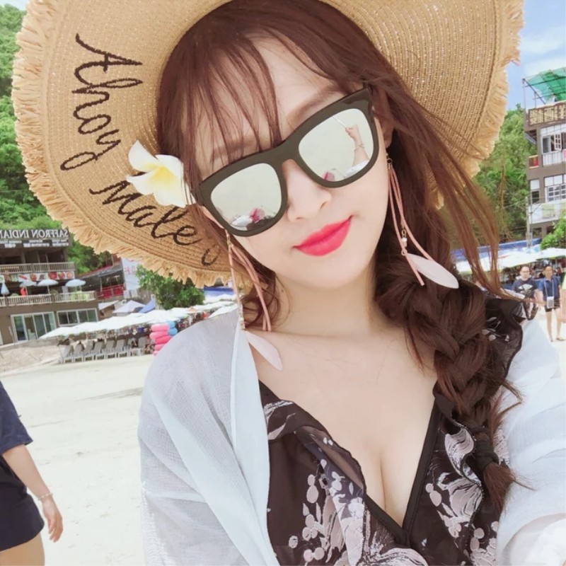 Nón Cói Rộng Vành Che Nắng In Chữ Thời Trang Đi Biển Mùa Hè Cho Nữ
