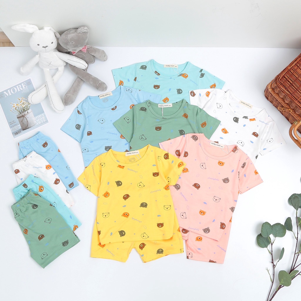 Bộ Ngắn Minky Mom In Họa Tiết Siêu Đẹp, Bé Trai-Bé Gái, 7-19KG.