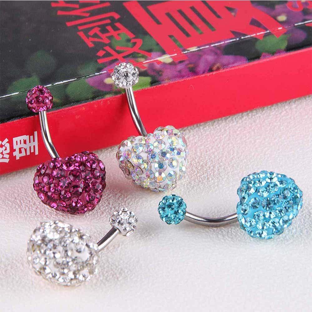 LILYES Khuyên Rốn Thép Không Gỉ Đính Đá Nhân Tạo Thời Trang Dành Cho Nữ