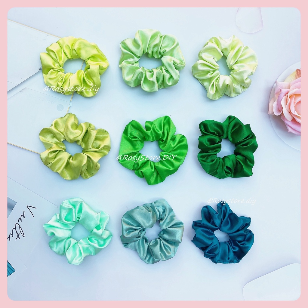 [Ảnh thật]CỘT TÓC VẢI SCRUNCHIES LỤA SATIN TÔNG XANH SANG TRỌNG-THỜI TRANG HÀN QUỐC NỮ PHỤ KIỆN GIÁ RẺ ĐẸP