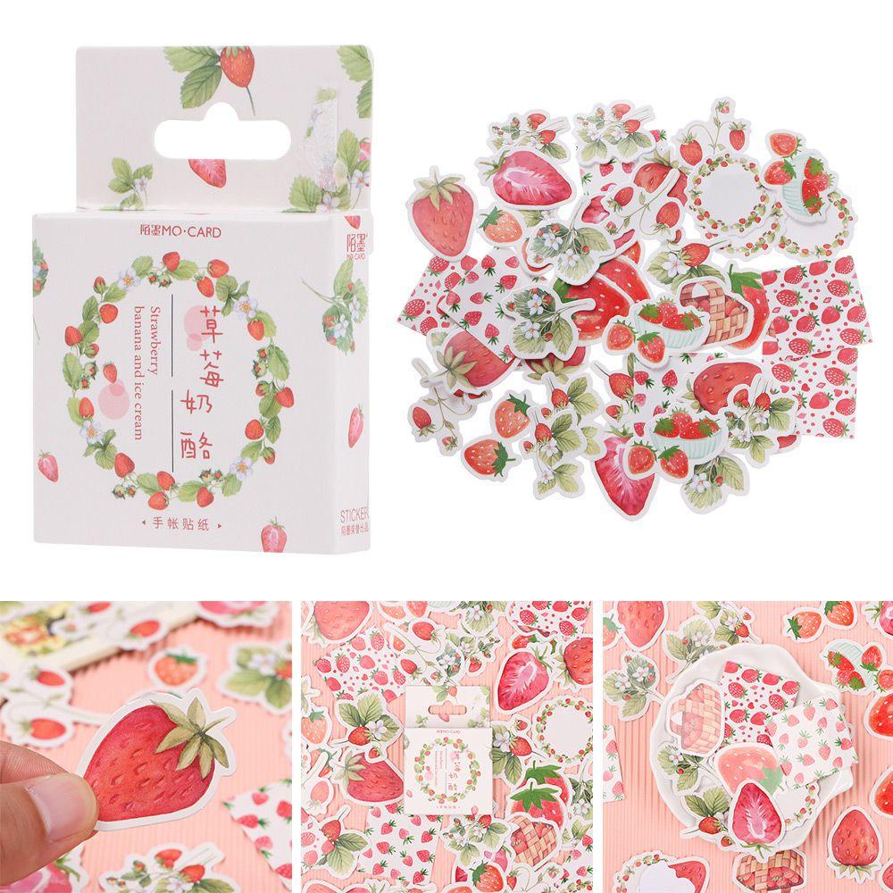 PISTA Nhãn Dán Trang Trí Tự Dính Họa Tiết Dâu Tây Dễ Thương