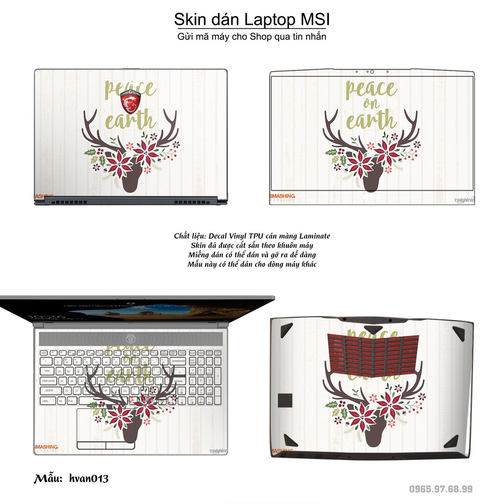 Skin dán Laptop MSI in hình Hoa văn _nhiều mẫu 3 (inbox mã máy cho Shop)