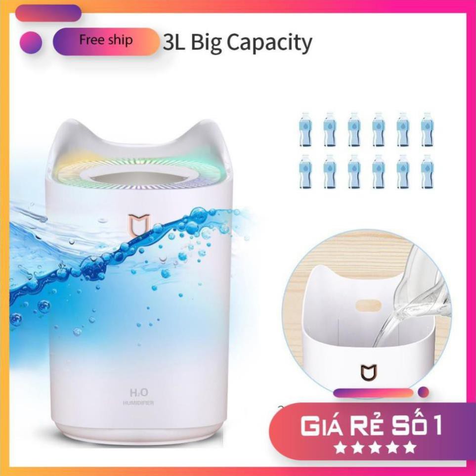 ⚡️Máy Phun Sương Tạo Độ Ẩm Loại- Lớn 3000ML⚡️ Khuếch Tán Không Khí Trong Xe Ôtô, Văn Phòng, Spa, Phòng Ngủ, Phòng Trẻ Em