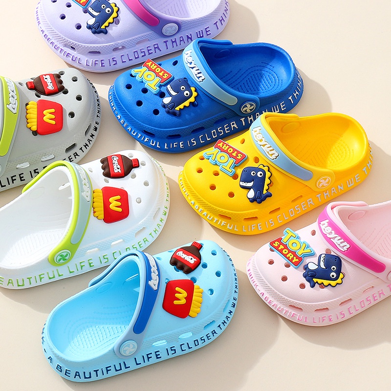 Dép cross Xăng đan Bệt Màu Trơn In Hoạt Hình Thời Trang Mùa Hè Crocs Cho Bé Trai & Gái