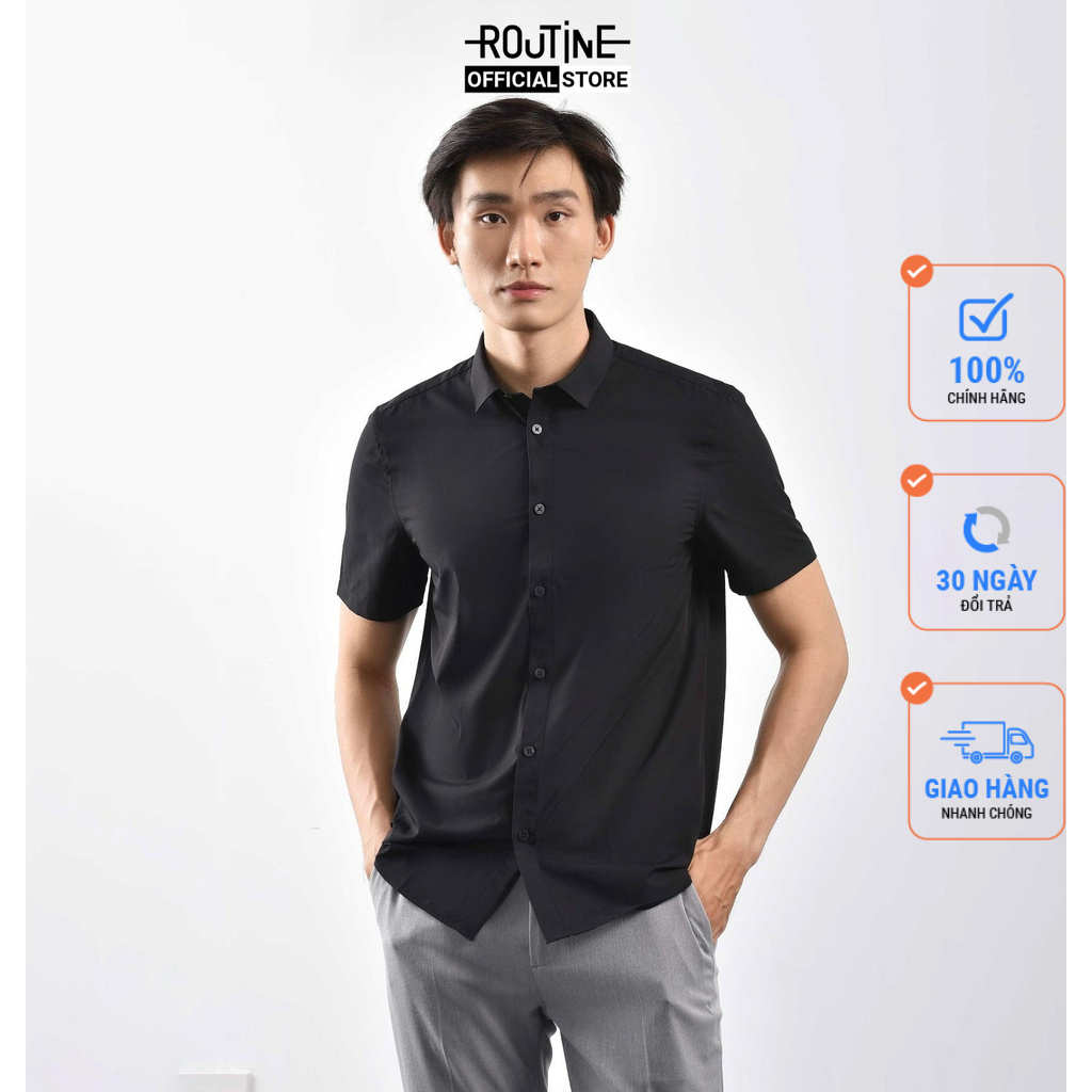 Áo sơ mi tay ngắn, cổ Spread. FITTED form - Routine 10S21SHS023