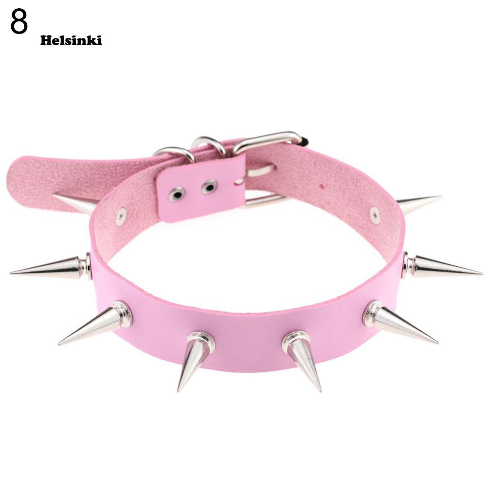 Vòng cổ choker giả da đính đinh tán cho nữ