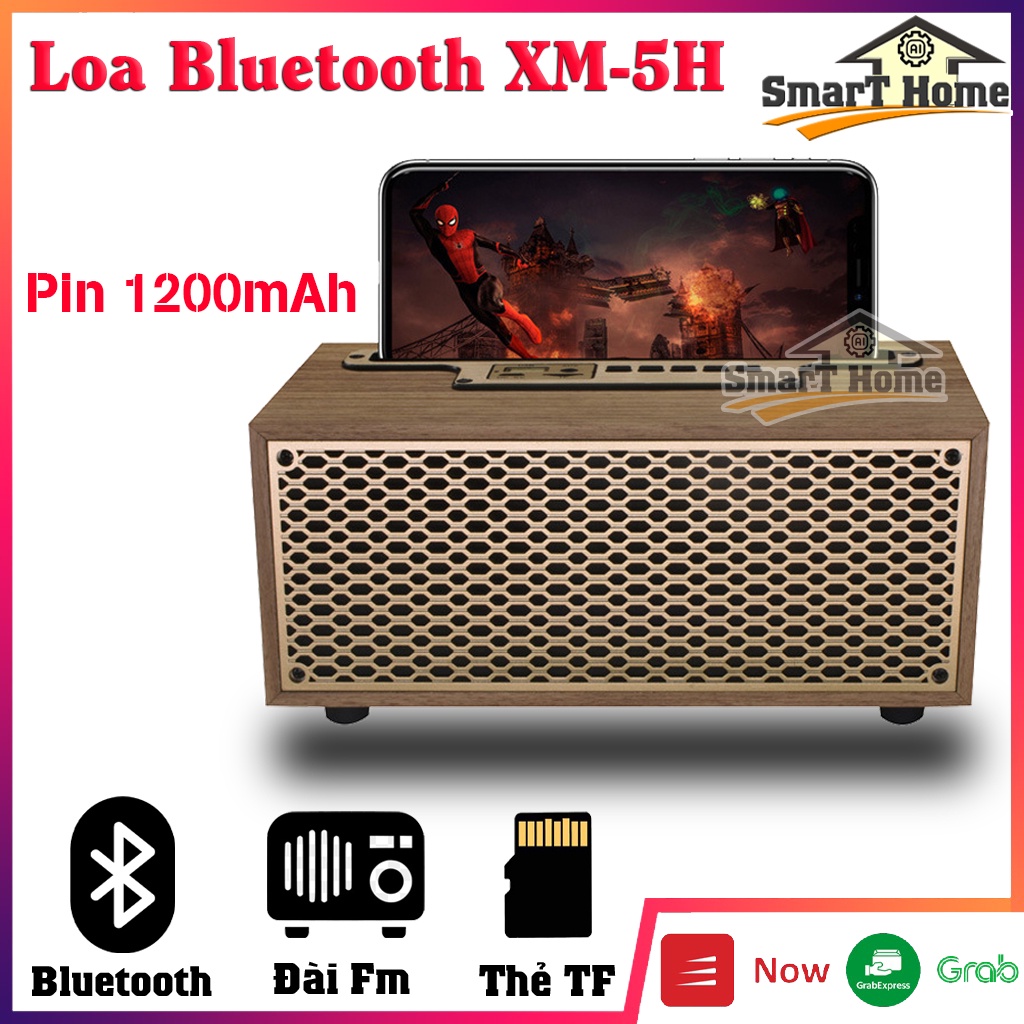 Loa Bluetooth Mini XM-5H Tích Hợp Radio - Loa Mini Vỏ Gỗ Vintage Công Suất Âm Thanh 8W , Âm Thanh HiFi Cực Chill